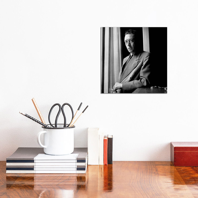 French Writer Albert Camus At Home June 13, 1947 by Rue Des Archives - No Frame Gallery-Wrapped Canvas Giclée on Canvas