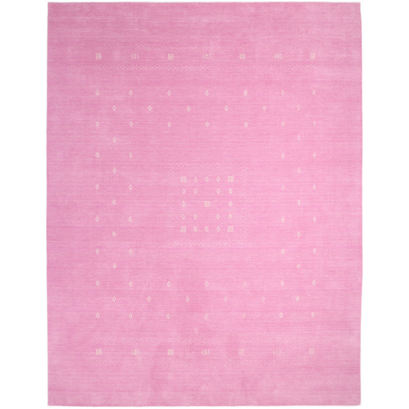 Simi Hand Knotted Cotton/Wool Southwestern Area Rug, Pink, Rectangle 3' x 5'