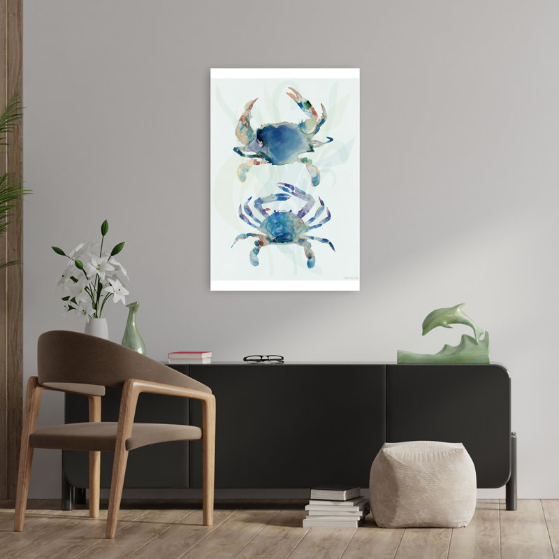 Duo crabe bleu abstrait art côtier tropical, H 36 po x l 24 po