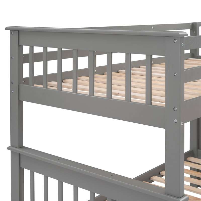 Escalier - Lit superposé à trois tiroirs pour la chambre à coucher, Gris