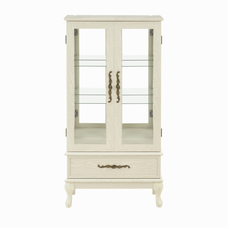 Armoire vitrée avec porte vitrée et porte vitrée, White