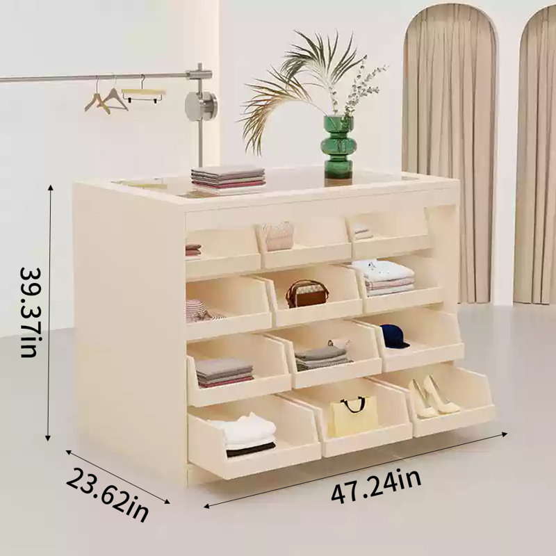 Vitrine à tiroirs multi-niveaux à usage commercial, Beige