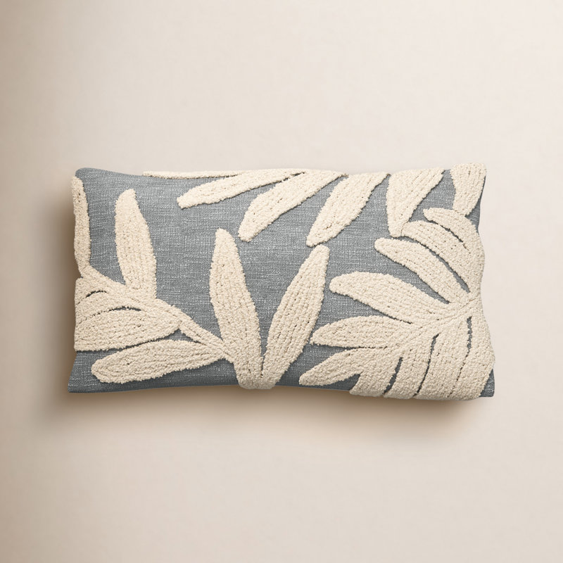 Coussin décoratif brodé Francie, Gris