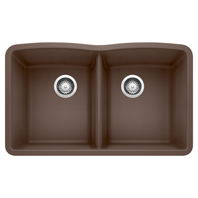 Blanco 440182 Diamond SILGRANIT 32" 50/50 Double Bowl Undermount Kitchen Sink