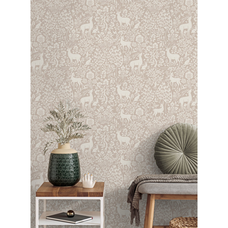 Papier peint rose Deer Woods, Rose