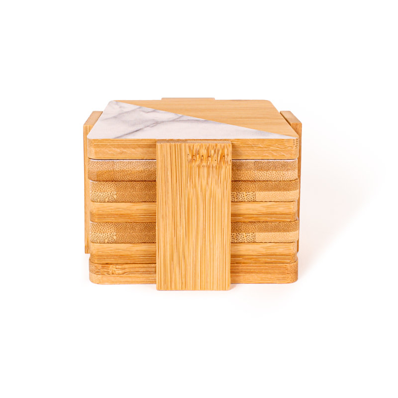 Square 6 Piece Coaster Set With Holder
