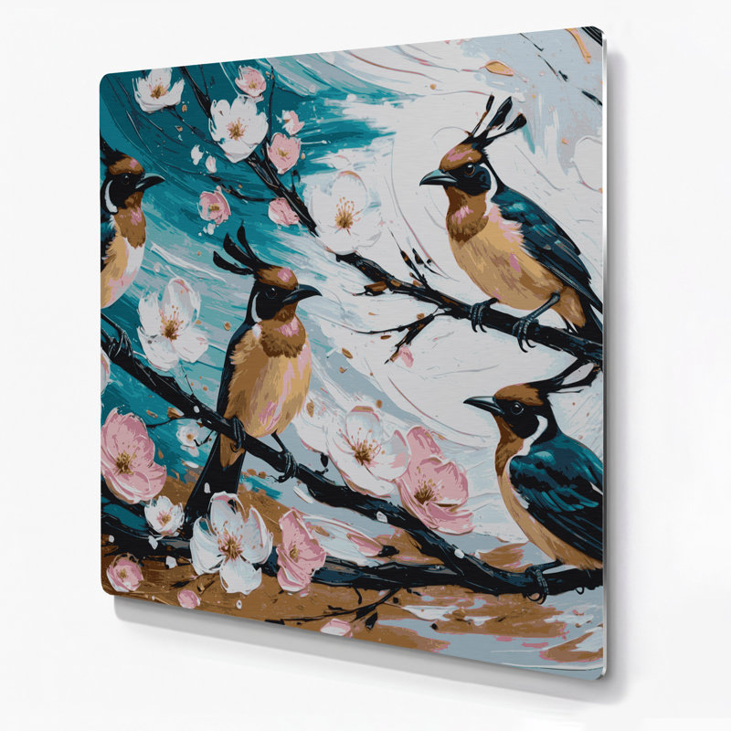 Oiseaux rouges, art mural gris Bulbul, H 144 po x l 144 po x P 0,05 po
