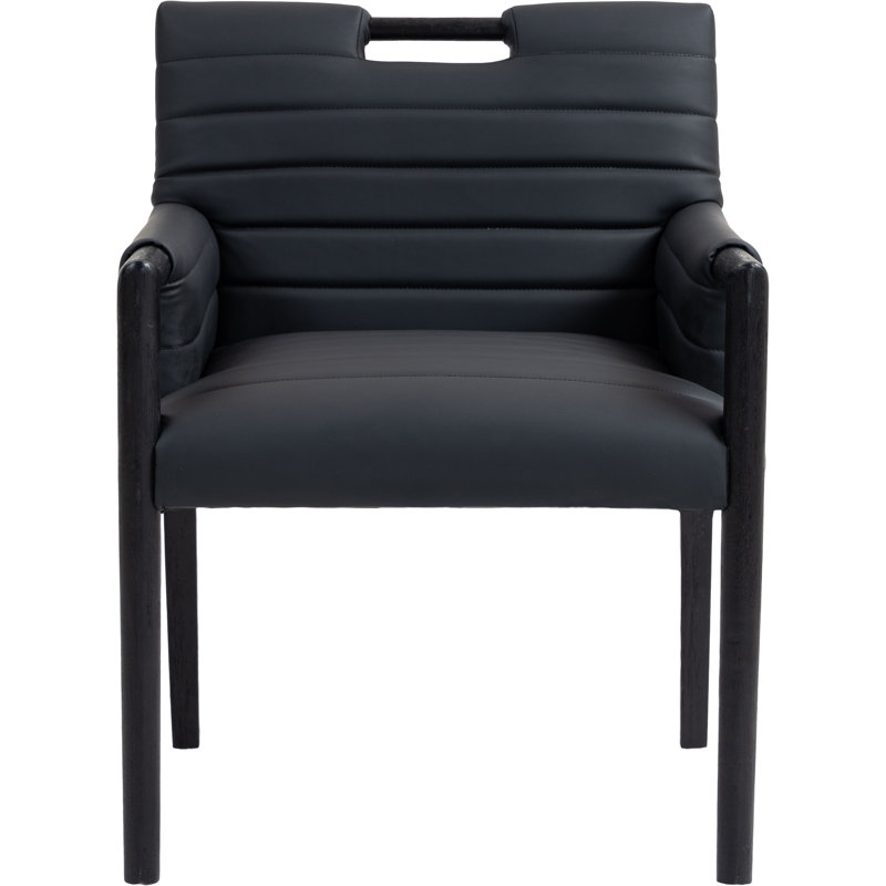 Aimee Vegan Leather Dining Arm Chair, Black Vegan Leather, Black