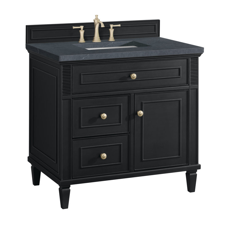 Lorelai 36'' W Single Vanity, Charcoal Soapstone, Black Onyx, 8" Widespread