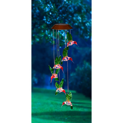 Jamarion Painted Solar Mobile Hummingbird Wind Chime