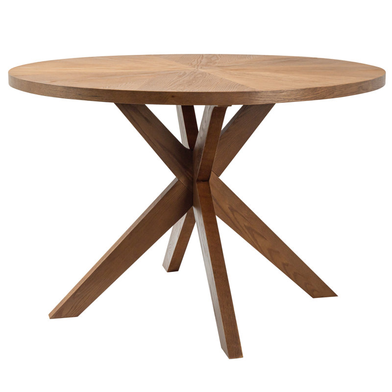 Thersia 47.3-Inch 6 Seats Round Solid Wood Dining Table, Brown, 31.5"H x 46"L x 46"W