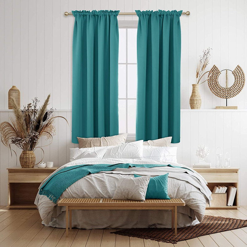 Peniste Room Darkening Curtain Pair, 52" W x 72" L, Turquoise