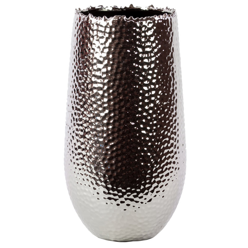 Oakern Ceramic / Porcelain Table Vase, Silver, 15.16" H x 8.19" W x 8.19" D