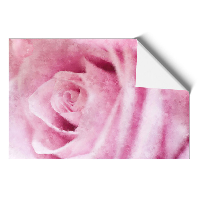 Pink Rose Flower Painting - Frameless Print, 42cm H x 59cm W x 0.1cm D