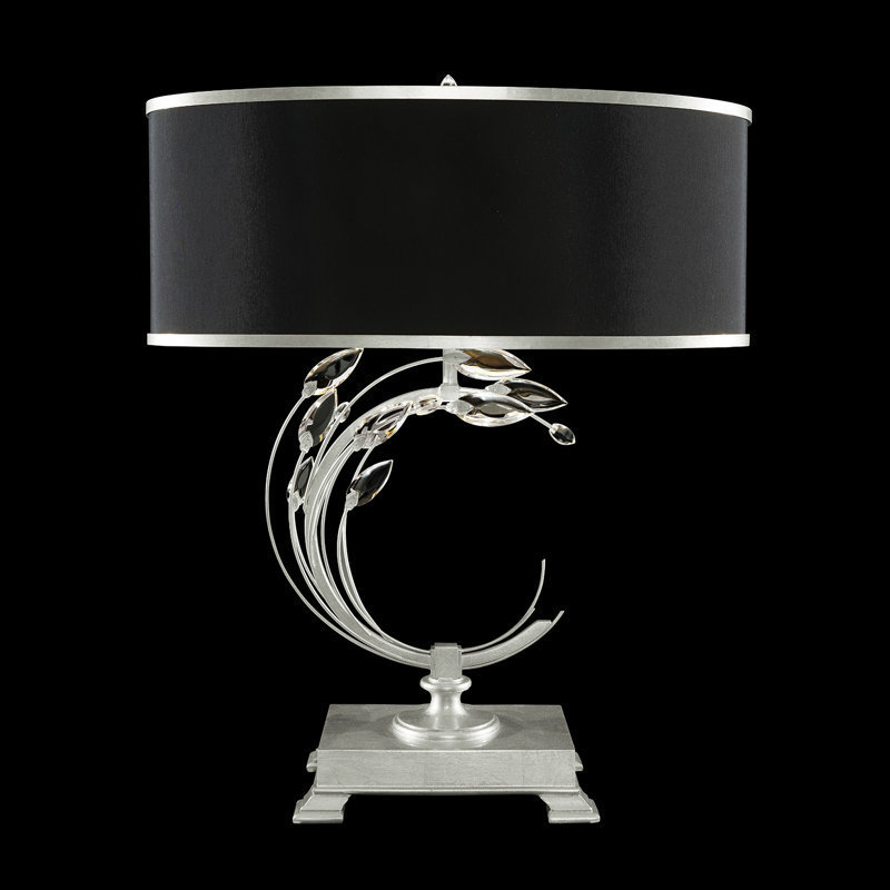 Crystal Metal Table Lamp, Silver , Black