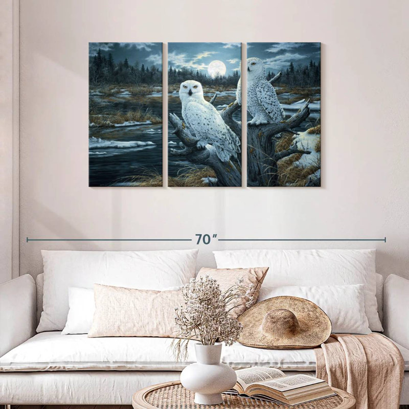 Brampt Two Snowy Owls, 28" H x 45" W