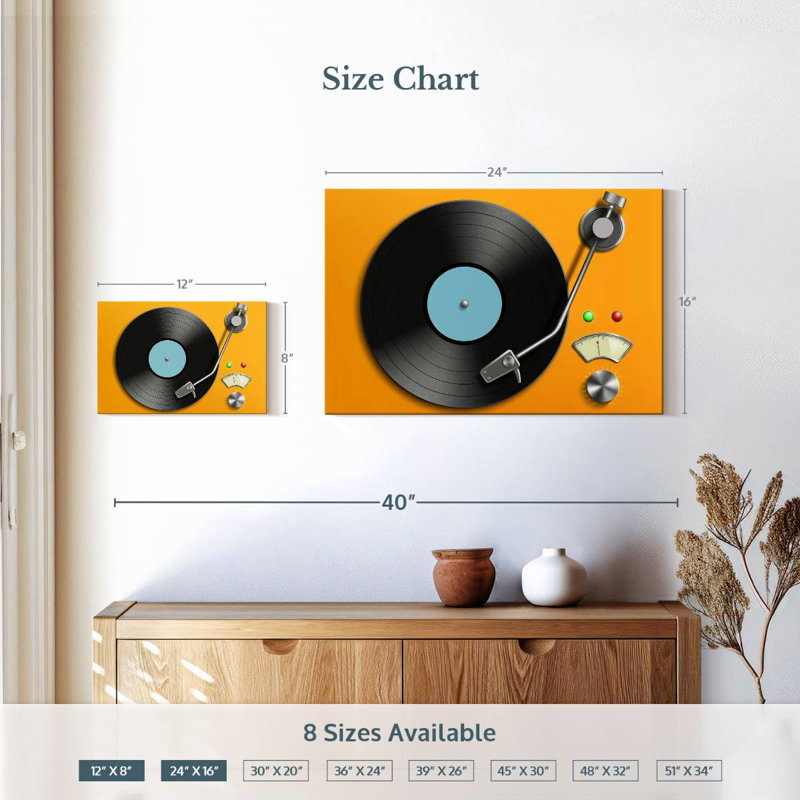 Tourne-disque rétro Abarca, H 16 po x l 24 po