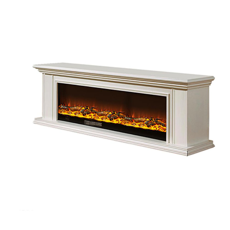 Meuble télé American Fireplace, Ivoire ivoire, 78.74"
