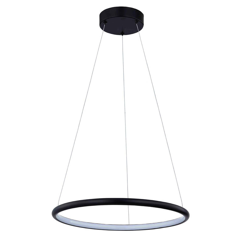 1 - Light Matte Black LED Pendant, 0.75" H x 17" W x 17" D