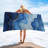 Quick Dry Microfiber Abstract Blue Marble Beach Towel, 36 x 72 in