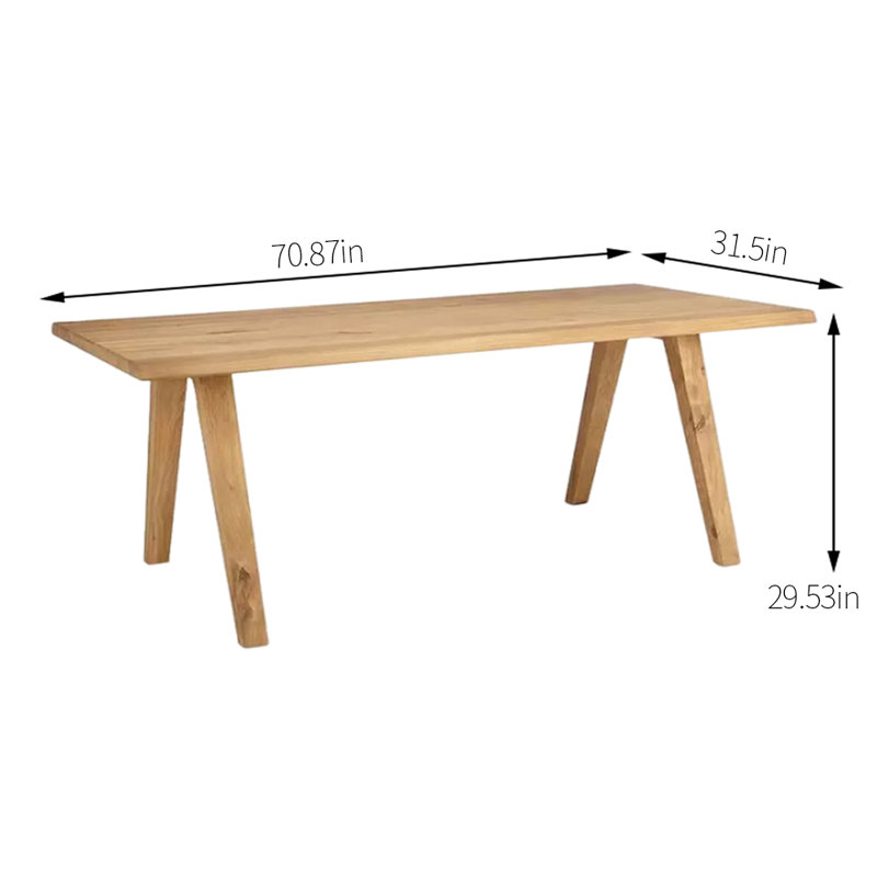 Khaiya Ash Solid Wood Dining Table, 31.5" W x 70.87" L