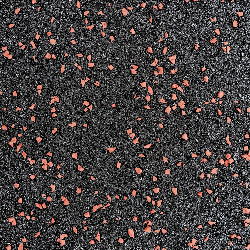 Carreaux standard en caoutchouc de 18 mm d'épaisseur avec flocons de 8 mm, Brique / noir