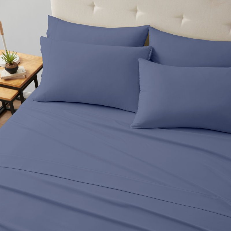 Ensemble de draps 6 pièces Kathy Ireland , Ensemble de draps pour taille de lit grand avec si, Bleu clair