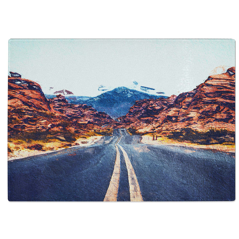 Tempered Glass Road to the Valley of Fire Chopping Board, 39 cm W x 28.5 cm L