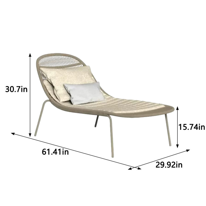 Outdoor Aluminum Frame Fabric Woven Lounger Outdoor Chaise Lounge , Cushion Included