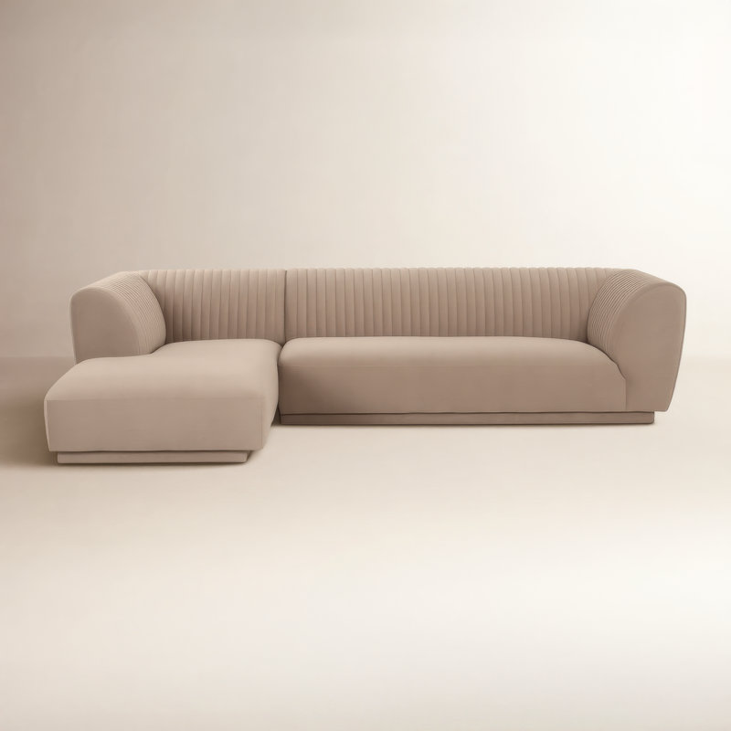 Sidney 117" 2 - Piece Chaise Sectional, Beige Performance Chenille, Left Hand Facing