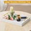 Plateau de service décoratif blanc avec poignées, plateau de table basse repose-pieds pour le salon, la salle de bain, la cuisine et la maison