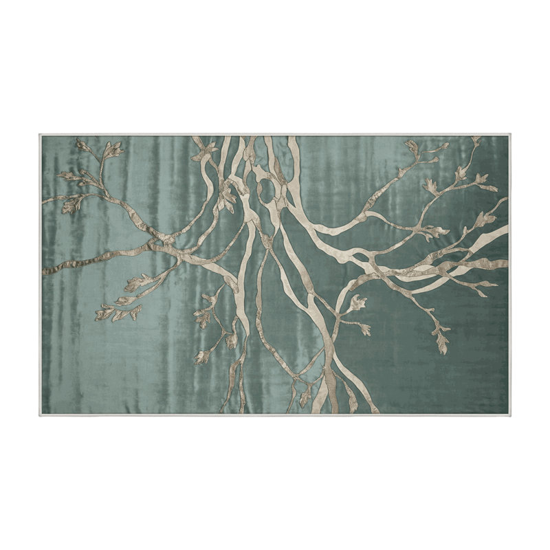 Machine Washable Green Area Rug, Rectangle 6' x 9'