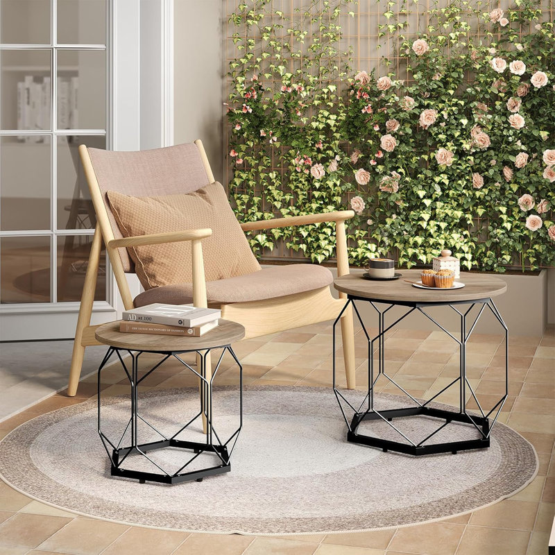 Collison Frame Nesting Tables, Grey Woodlook
