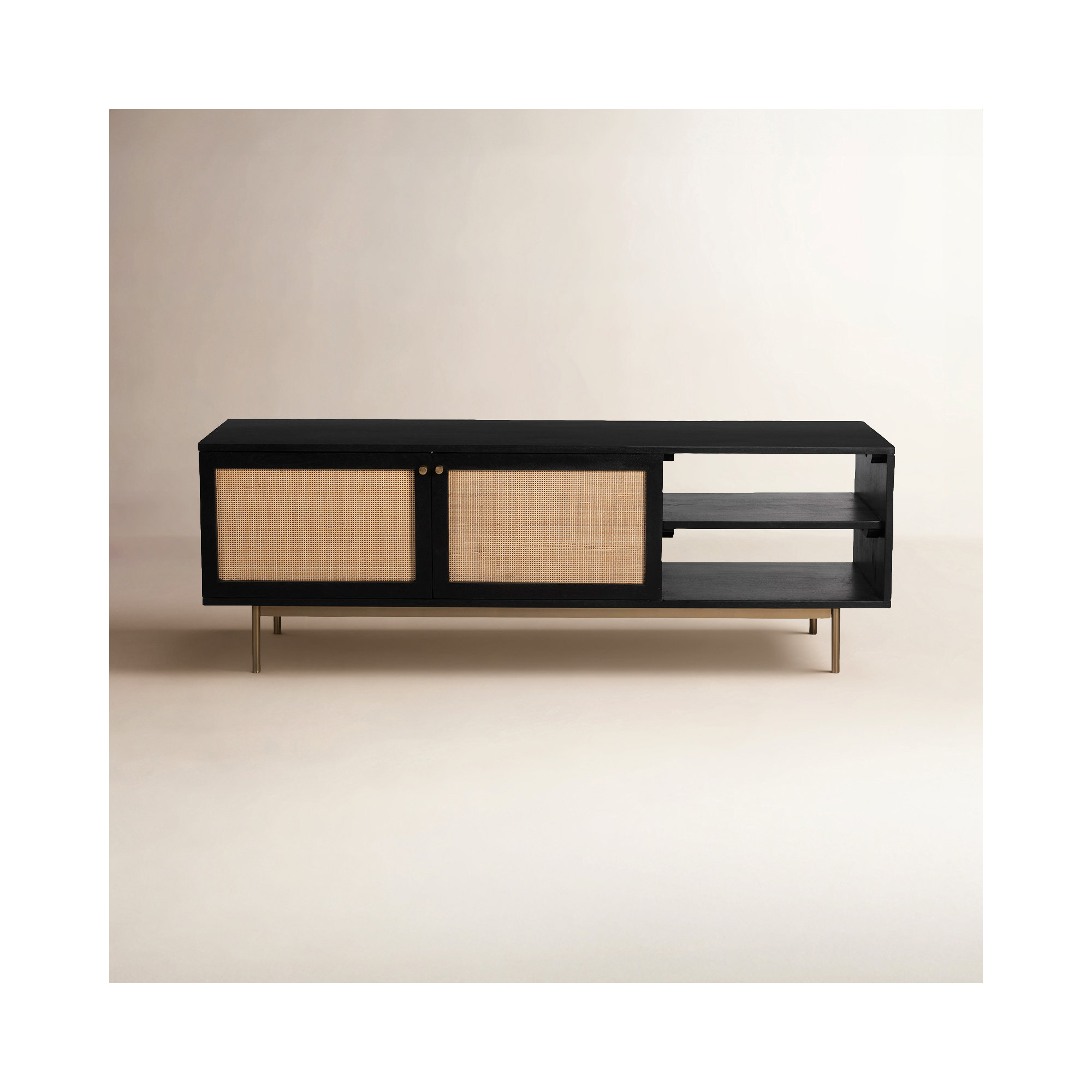 Solid Wood 58" TV Stand, Black