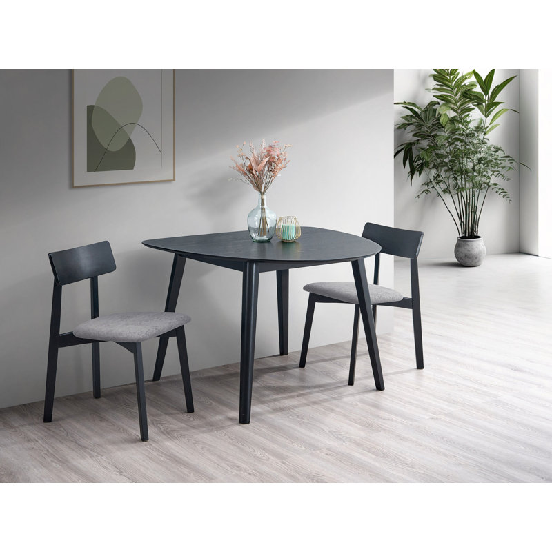 Ensemble de salle à manger compact 3 pièces, table en bois et deux chaises rembourrées