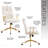 White & Gold Textured Boucle Fabric Office Chair, Modern Height Adjustable Desk Chair, Padded Arms-1001002043
