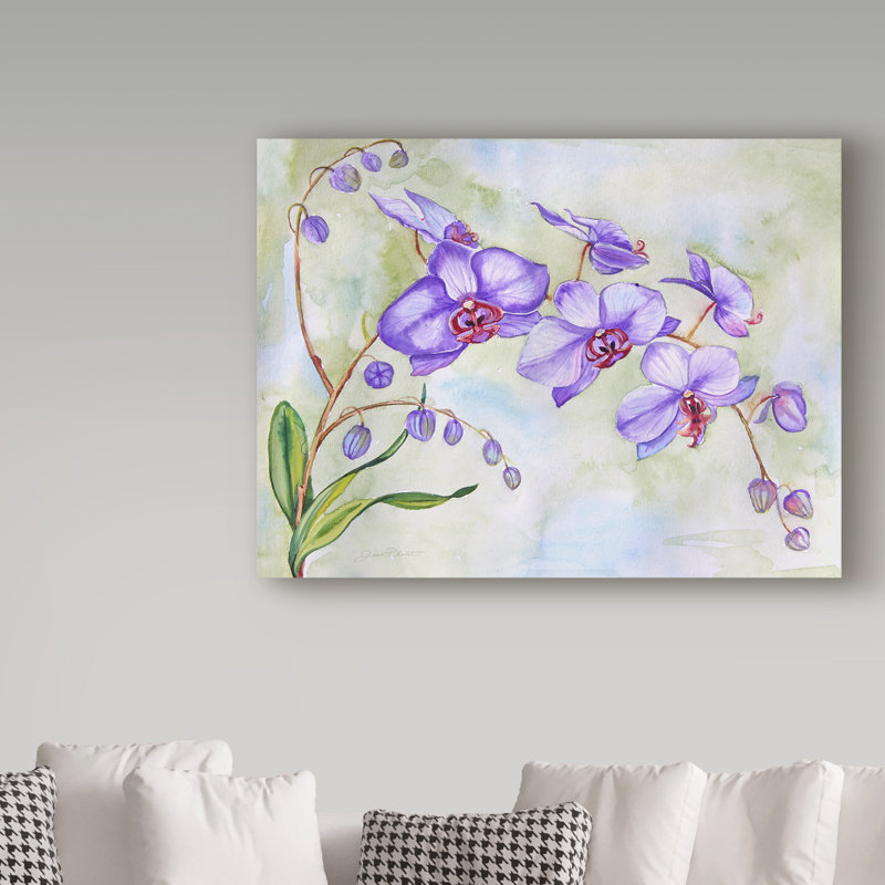 'Orchids Purple' Print on Wrapped Canvas, 14" H x 19" W x 2" D