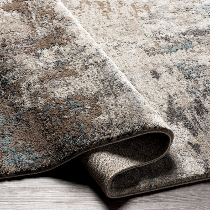 Brod Abstract Brown/Blue Area Rug, Rectangle 7'10" x 10'