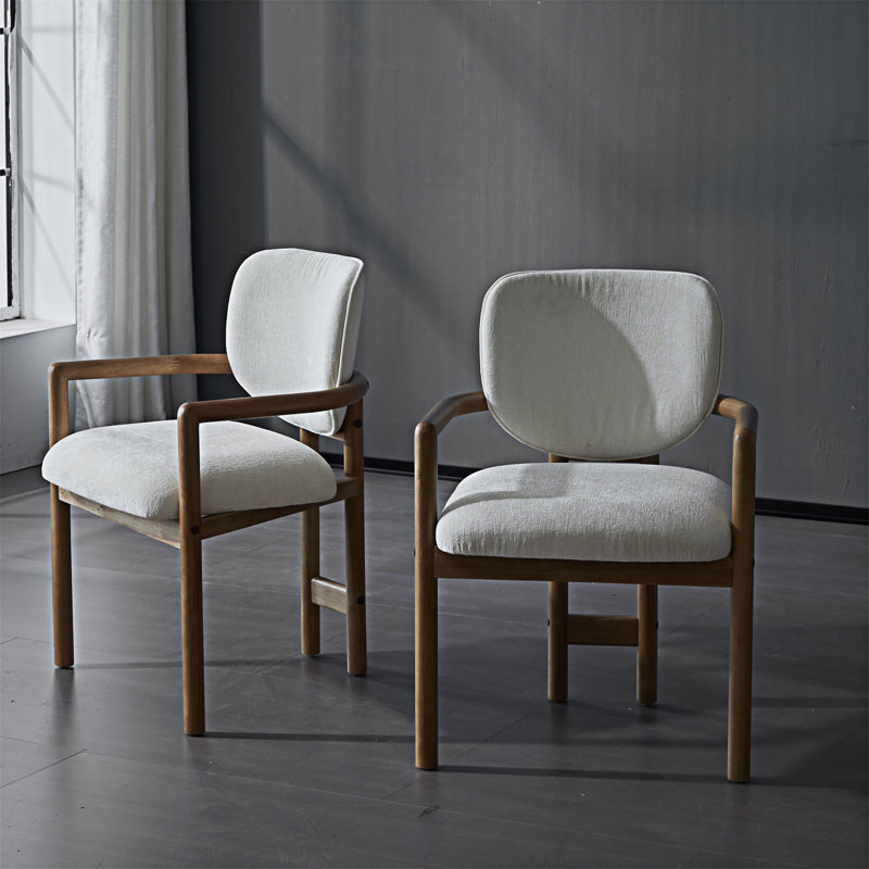 Chaise rembourrée avec accoudoirs (ensemble de 2), Brun clair