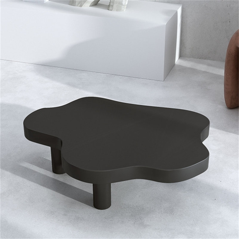 43.3-inch Nordic light luxury three-legged larch solid wood cloud-shaped coffee table, living room side table, all solid wood frame