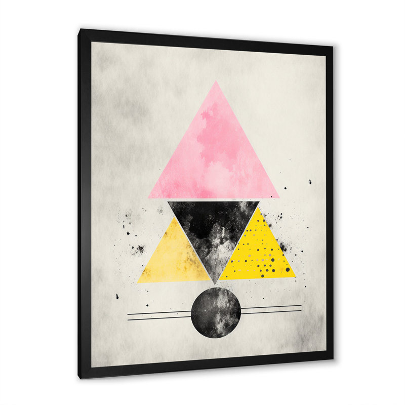«Transcendence Retro Triangular Minimal Watercolor», reproduction, Cadre simple noir, H 20 po x l 12 po