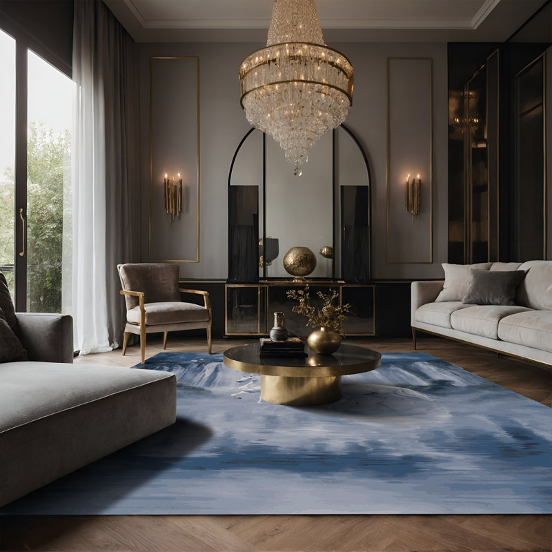 Tapis gris soyeux et moelleux, Rectangle 4 pi x 6 pi