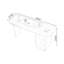 Bureau courbé en bois manufacturé brun noisette + beige avec 3 tiroirs-1858885183