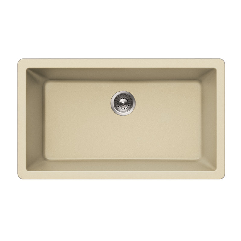 Houzer Quartztone 33 inch Granite Composite Undermount Single Bowl Kitchen Sink, Sand