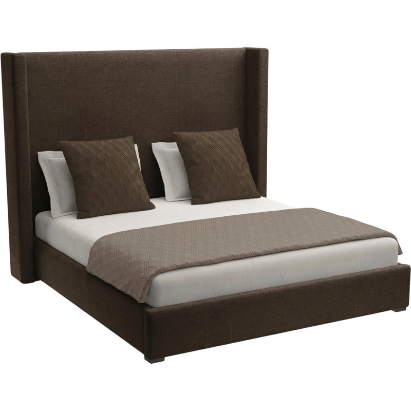 Esparto Upholstered Wingback Bed, King, Brown Flax Revolution®