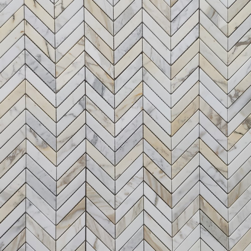 Calacatta 12" x 12" Marble Mosaic Tile, White/Gray