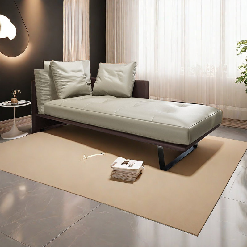 Chaise longue en similicuir Premium, Gris, Orienté à gauche (vu de face)