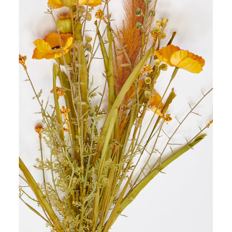 Buisson de printemps 23 "avec coquelicot et fleurs, Jaune foncé