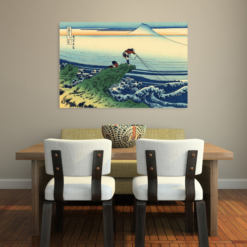 Kajikazawa In Kai Province Classic Traditional Abstract Coastal Landscape Wall Art Print by Katsushika Hokusai - Wrapped Canvas Print