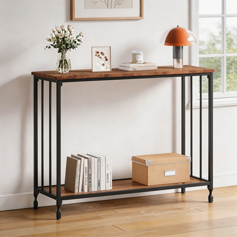 Slim Console Table for Entryway, Sofa, or Hallway – Modern Industrial Accent Table with Engineered Wood Shelf and Metal Frame, Ideal Behind Couch or in Living Room, Bedroom, Foyer – Vintage Color
